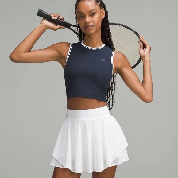 Lululemon Varsity Scoop Neck Cropped Tennis Tank Top Medium Support B/C Cup Navy - Picture 6 of 6